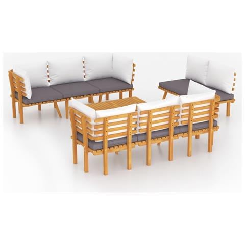 Set Divani Da Giardino 8 Pz Con Cuscini In Massello Di Acacia - Foto 1