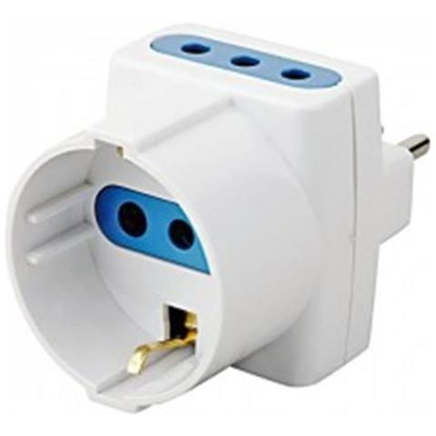Sl10432 Presa Multipla Adattatore Con Spina 10a + 2 Prese 10a + 1 Schuko White - Foto 1