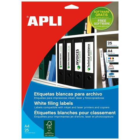 Adesivi /etichette 190 X 38 Mm Bianco A4 25 Foglie - Foto 1