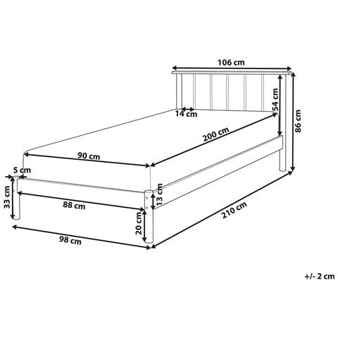 Letto In Legno Chiaro 90 X 200 Cm Barret - Foto 2