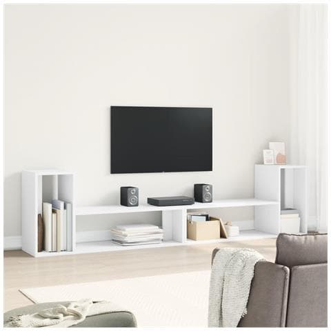 Mobili Tv A Parete 2pz Bianchi 100x30x50cm In Legno Multistrato - Foto 3