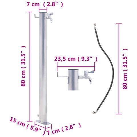 Colonna D'acqua Da Giardino 80 Cm Acciaio Inox Rotonda - Foto 7