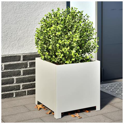 Fioriera Da Giardino Bianca 40x40x40 Cm In Acciaio - Foto 2