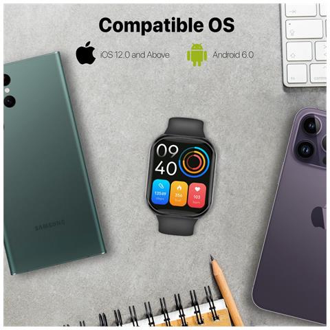 Smartwatch XWATCH-TF2 Impermeabile Display 2.0" Bluetooth Colore Nero - Foto 8