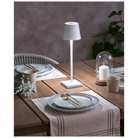 Lampada Da Tavolo Senza Fili A Led Valira Metallo Bianco - Foto 1