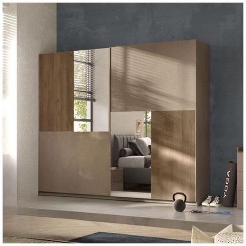 Armadio Quinn 2 Ante Scorrevoli Con Specchi Colore Bronzo Noce Mercure - Foto 1