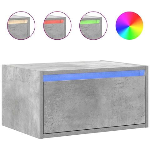 Comodino a Parete con Luci LED Grigio Cemento - Foto 1