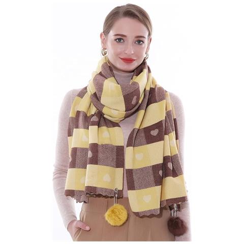 Scialle Pashmina Elegante Da Donna, Abito Da Sera Giallo Con Cuori, Stile Unico - Foto 1