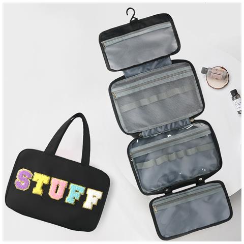 Borsa Da Toilette Da Appendere Per Viaggi Borsa Per Cosmetici Impermeabile Black - Foto 4