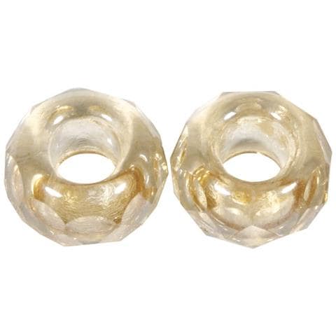 2 Pezzi - Perline In Vetro Con Foro Grande Ø13mm L. 5 Mm - Colore Topazio Chiaro - Foto 1