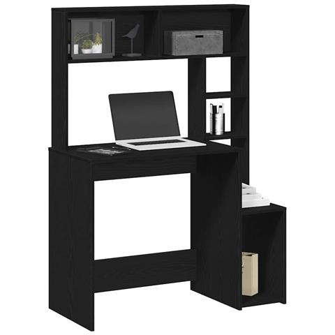 Scrivania Con Mensole Nera 100x45x140 Cm In Legno Multistrato - Foto 1