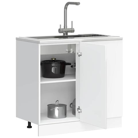 Base Da Cucina Kalmar Bianco Lucido In Legno Multistrato - Foto 1