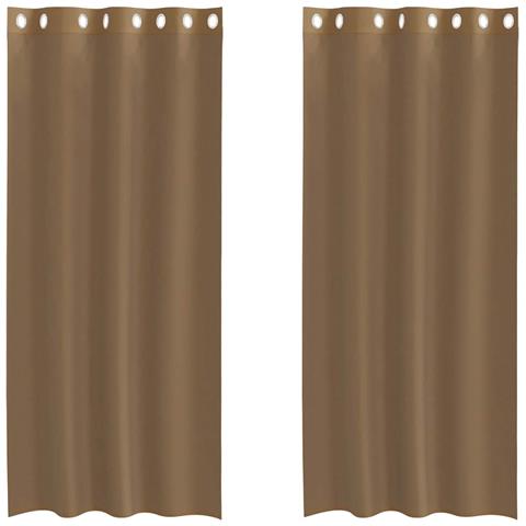 Tende In Voile Con Occhielli 2 Pz Marrone Chiaro - Foto 2