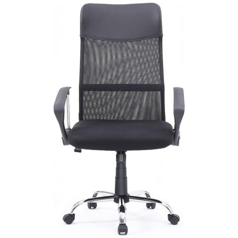 Poltrona Ufficio Reverso2 Con Rivestimento In Ecopelle E Schienale In Rete Nero - Foto 1