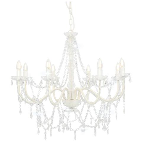 Lusso Casadino - Lampadario Con Perline Bianco 8 Lampadine E14 - Foto 2