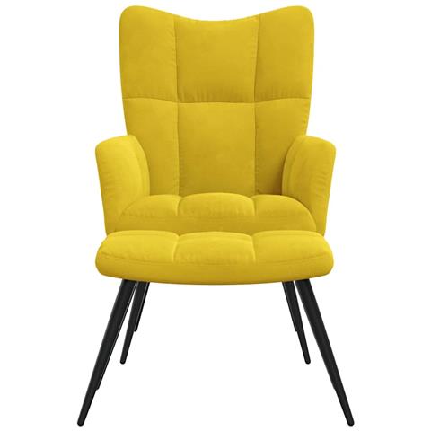 Lusso Casadino -  Poltrona Relax Con Sgabello In Velluto Giallo Senape - Foto 2