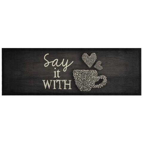 Tappeto Da Cucina Lavabile Nero Tazza 60x180 Cm In Velluto - Foto 1