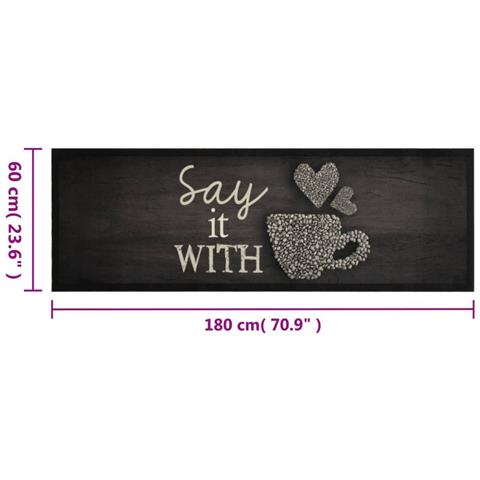 Tappeto Da Cucina Lavabile Nero Tazza 60x180 Cm In Velluto - Foto 5