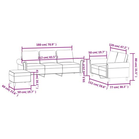 Set di Divani 3 pz con Cuscini giallo in Velluto - Foto 9
