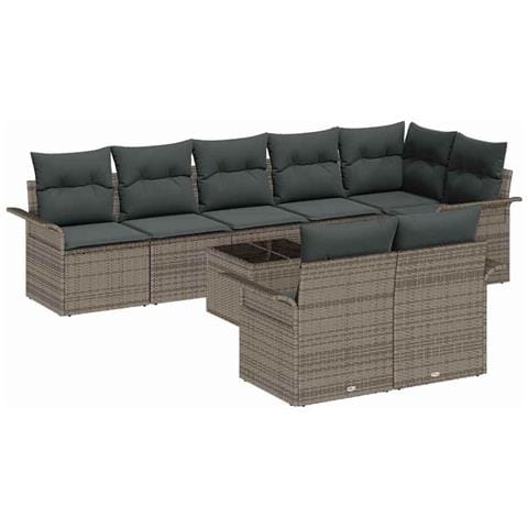 Set da Giardino 8 Pezzi con Cuscini Rattan Polyrattan Nero - Foto 1