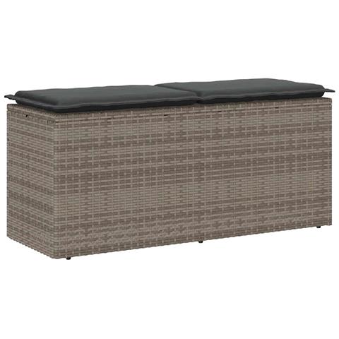 Panca da Giardino con Cuscino Grigio 110x40x44 cm in Polyrattan - Foto 1