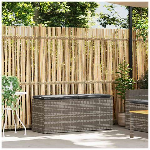 Panca da Giardino con Cuscino Grigio 110x40x44 cm in Polyrattan - Foto 2