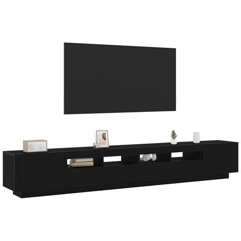 Mobile TV  con luci LED Rovere Nero 260x35x40 cm in Legno ingegnerizzato - Foto 2