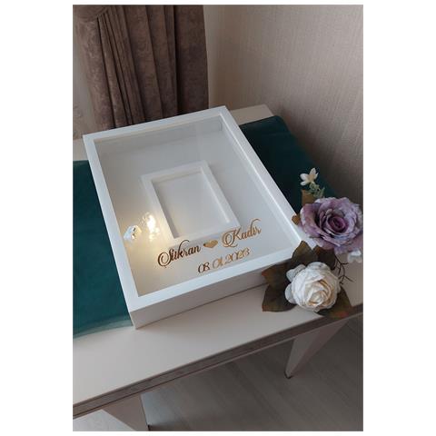 Boîte À Roses Design 30x40 Cm, Cadre Mémoire Avec Led Et Section Photo Avec Nom ! - Foto 1