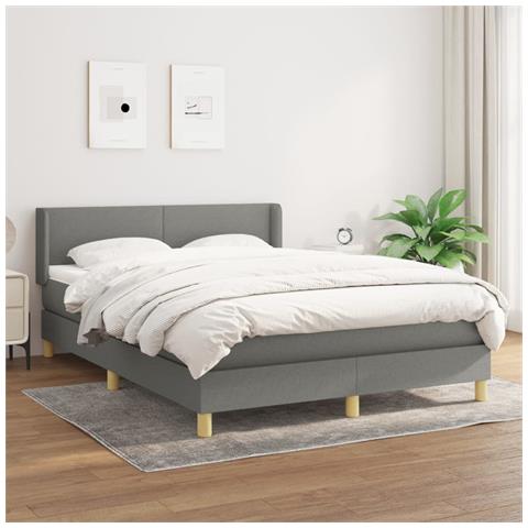 Giroletto a Molle con Materasso Grigio Scuro 140x200cm Tessuto - Foto 2