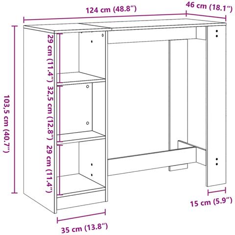 Tavolo Bar Ripiano Rovere Marrone 124x46x103,5 cm Multistrato - Foto 9