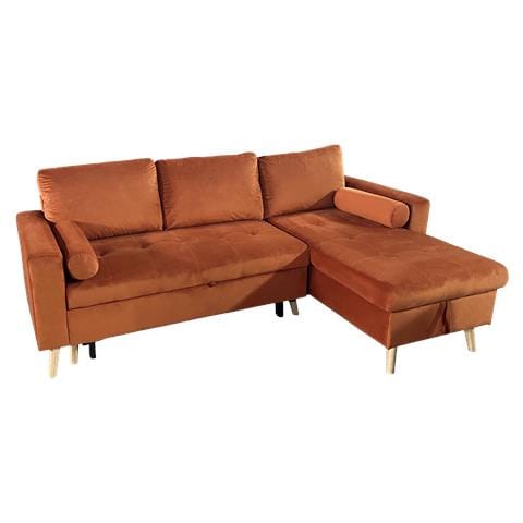 Jamesdivano Letto Angolare A 3 Posti In Velluto Terracotta - Foto 1