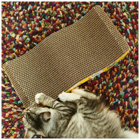 Tiragraffi Per Gatti In Cartone Ondulato Giocattolo Cuccia 44x20.5x4.5 Cm Onda - Foto 2