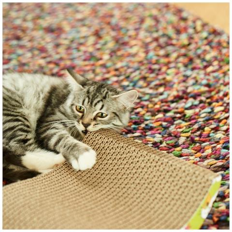 Tiragraffi Per Gatti In Cartone Ondulato Giocattolo Cuccia 44x20.5x4.5 Cm Onda - Foto 3