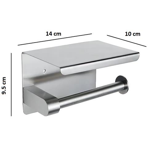 Porta Carta Igienica Da Parete Bagno Mensola Acciaio Inox Argento Spazzolato - Foto 2
