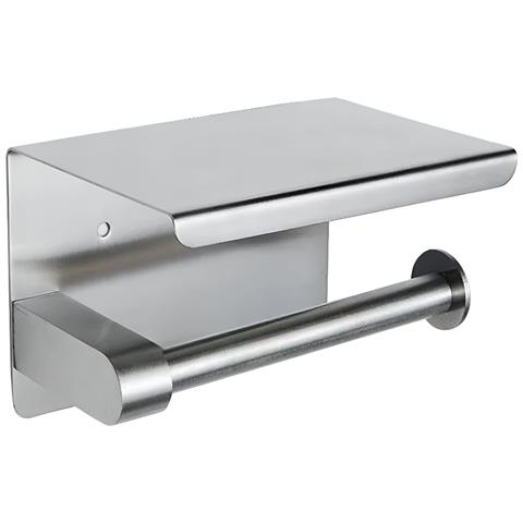 Porta Carta Igienica Da Parete Bagno Mensola Acciaio Inox Argento Spazzolato - Foto 1