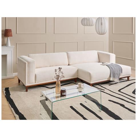 Divano Angolare 4 Posti Veng Velluto A Coste Beige Chiaro Lato Sinistro - Foto 1