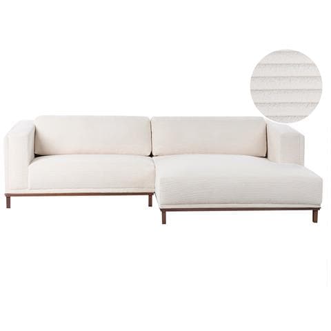 Divano Angolare 4 Posti Veng Velluto A Coste Beige Chiaro Lato Sinistro - Foto 2