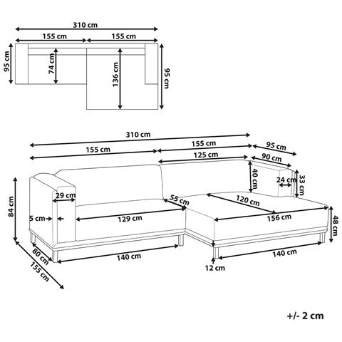 Divano Angolare 4 Posti Veng Velluto A Coste Beige Chiaro Lato Sinistro - Foto 7