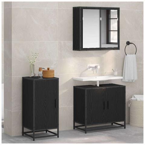 Credenza Rovere nero 35 x 35.5 x 76 cm Legno multistrato - Foto 2