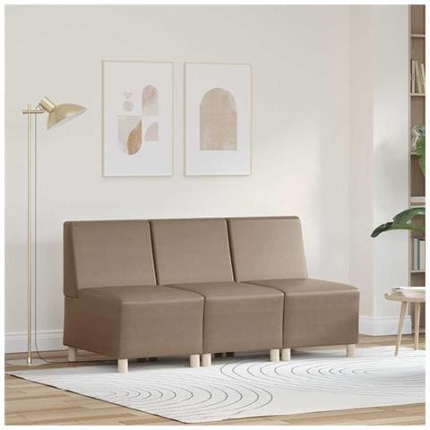 Unità di Divano Modulare Senza Braccioli 3 pcs Cappuccino - Foto 2