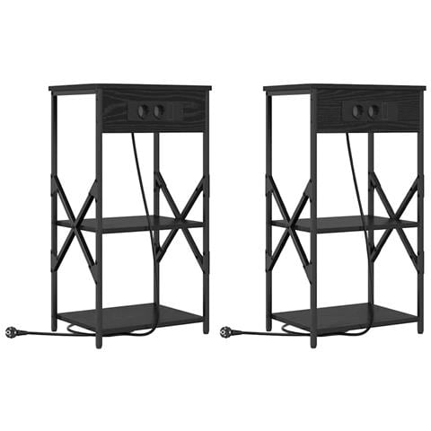 Mobiletti da Notte 2 pcs Rovere nero 41 x 31 x 76 cm - Foto 1