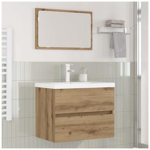 Set di mobili per il bagno 3 pcs Rovere nero 60 x 38.5 x 45 cm - Foto 2