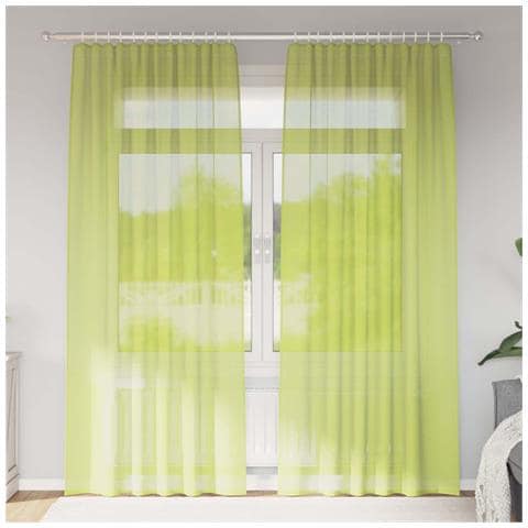 Tende in Voile con Tasche per Aste 2 pz Verde Mela - Foto 2