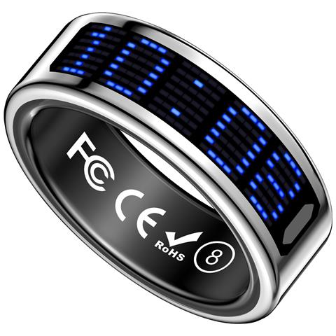 Smart Ring Con Display: Controllo Touch, Monitoraggio Fitness E Telecomando Silver 11 - Foto 7
