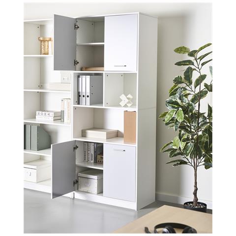 Libreria A 4 Ante Zehna Grigio/bianco - Foto 1