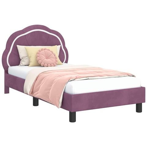 Struttura letto bambini con testata Viola 80 x 160 cm Velluto - Foto 1
