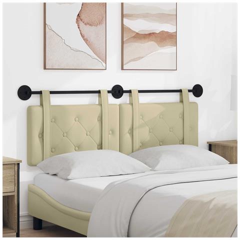 Testata appesa Crema 150 x 55 x 5 cm Pelle Sintetica - Foto 2