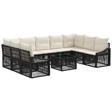 Set Divano da Giardino 10 pcs Nero polyrattan - Foto 1