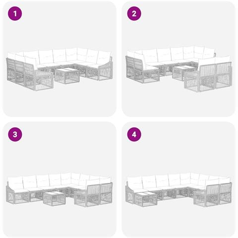 Set Divano da Giardino 10 pcs Nero polyrattan - Foto 9
