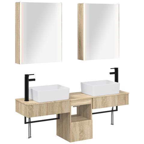 Set di Armadi da Bagno 5 pcs Rovere Sonoma 53 x 15,5 x 70 cm - Foto 1